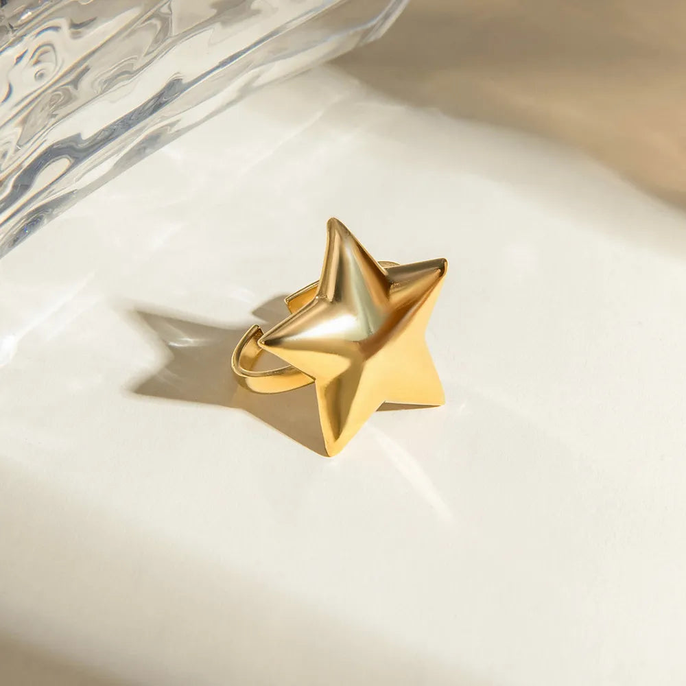 Gold-Plated Stainless Steel Star Ring