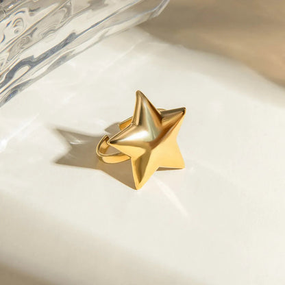 Gold-Plated Stainless Steel Star Ring