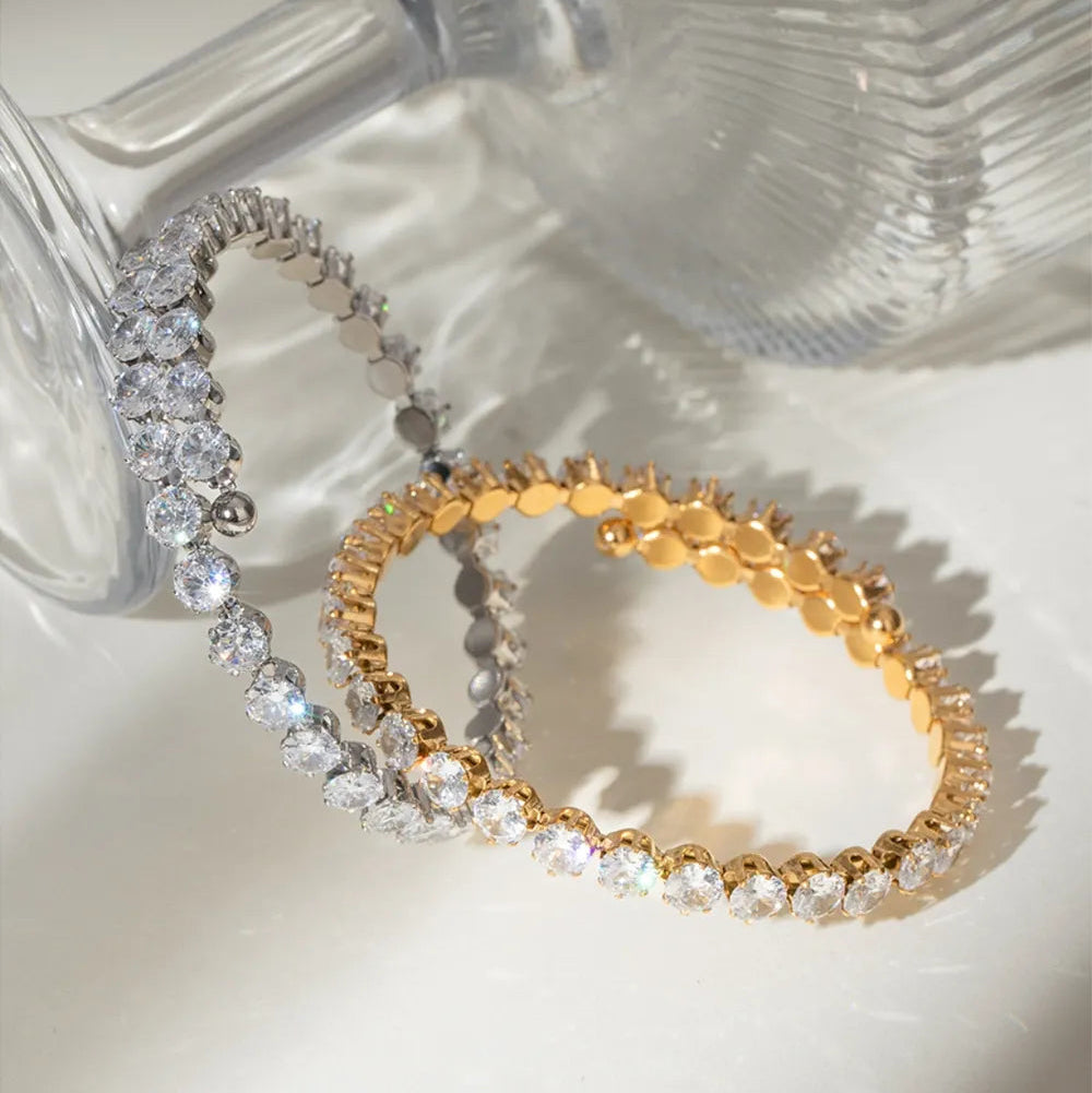 Stainless Steel Inlaid Zircon Bracelet