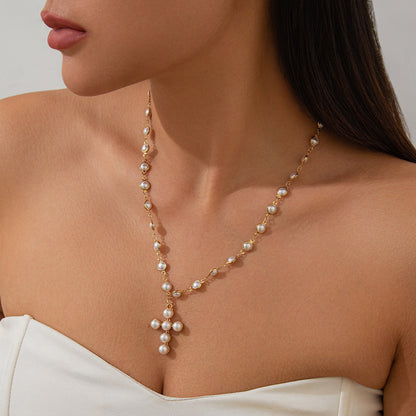 fashionable and imitation pearl bead collarbone chain