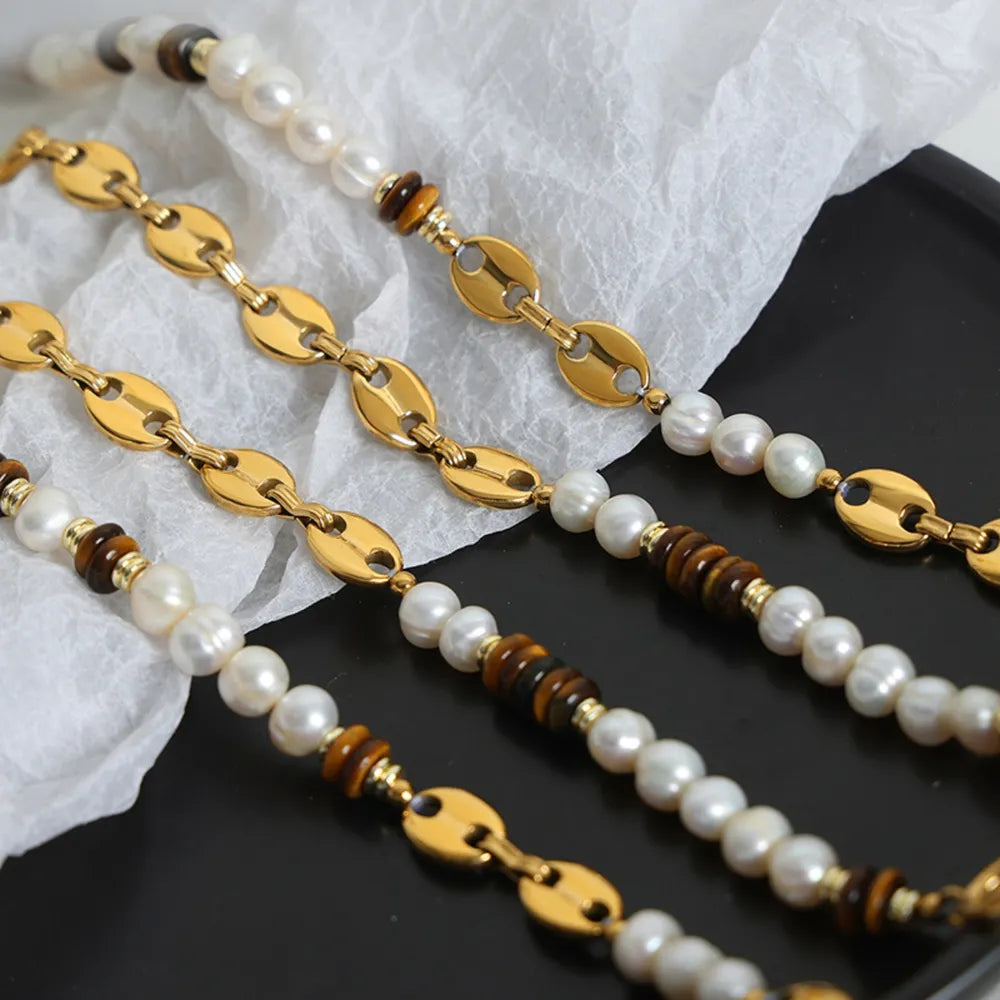 Freshwater Pearl Tiger's Eye Bracelet