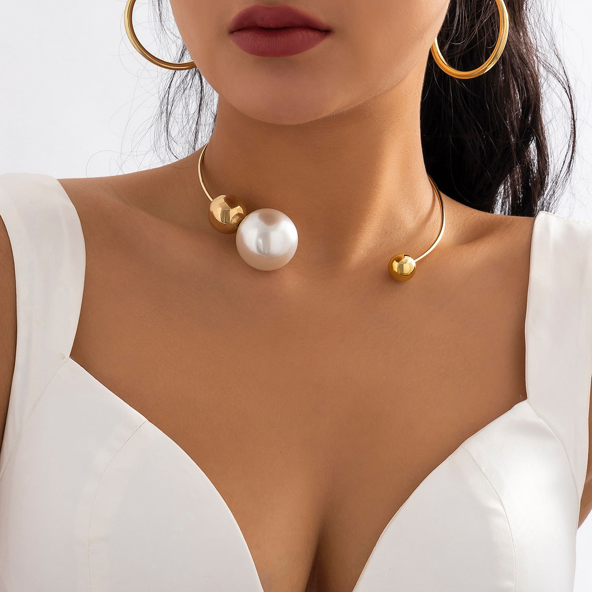 pearl round bead necklace for women