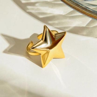 Gold-Plated Stainless Steel Star Ring
