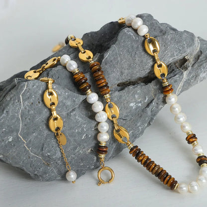 Freshwater Pearl Tiger's Eye Bracelet