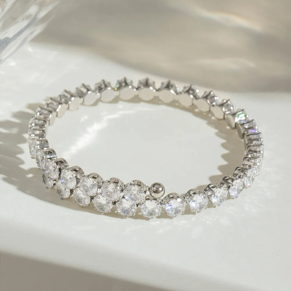 Stainless Steel Inlaid Zircon Bracelet