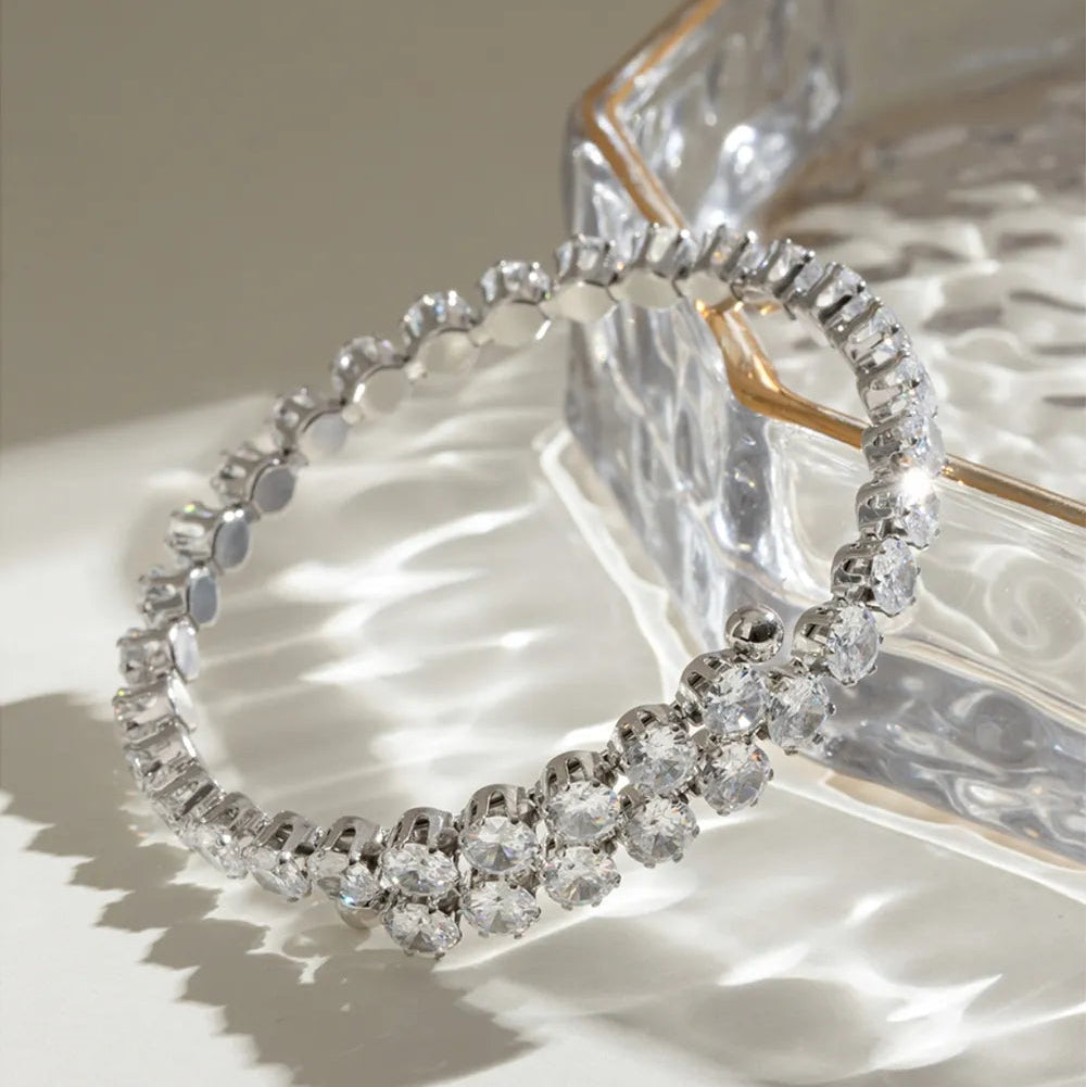 Stainless Steel Inlaid Zircon Bracelet