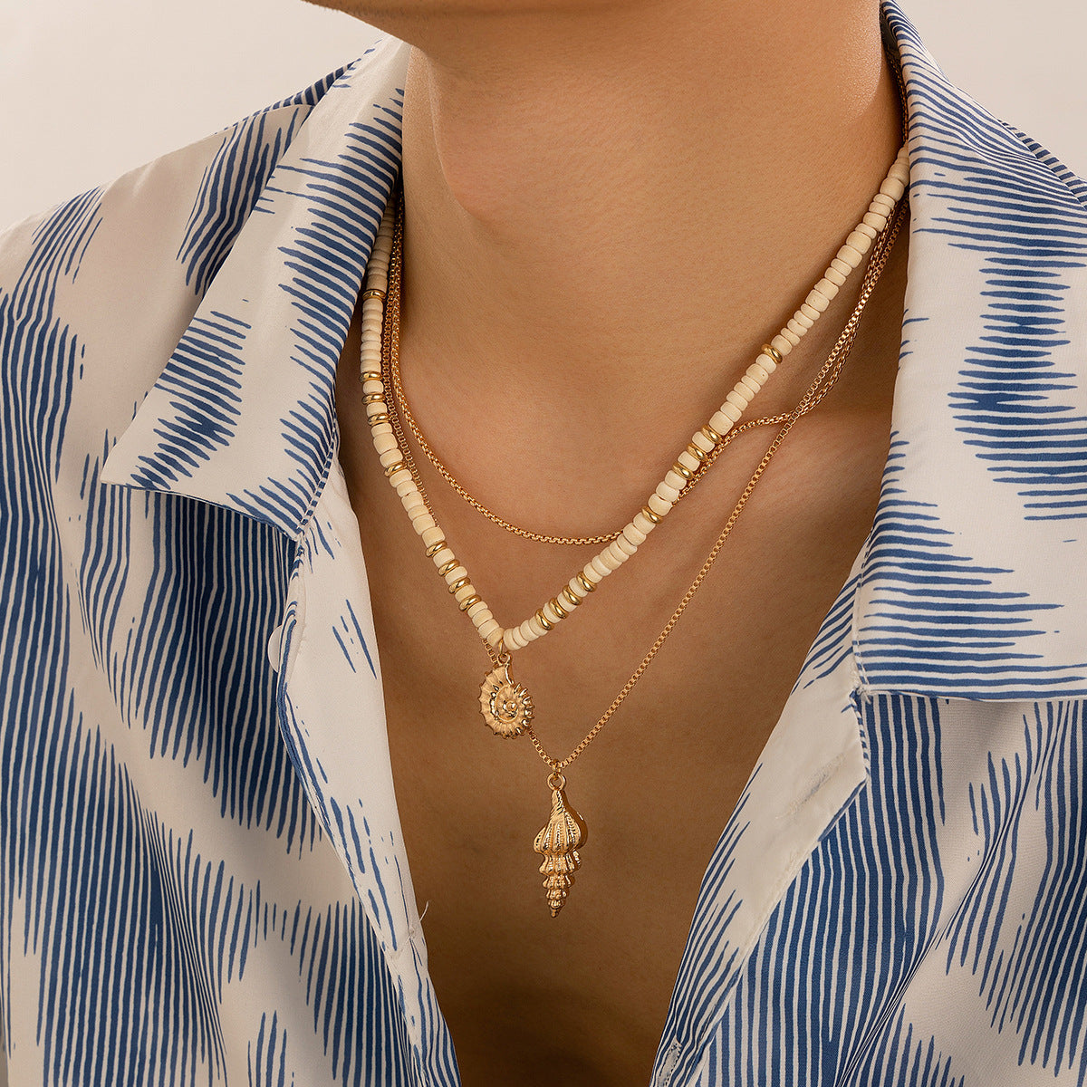 Men's Summer Coconut Shell Beaded Shell Necklace